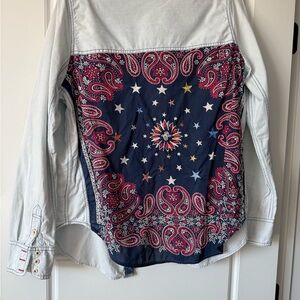 Free People bandana shirt with embroidery size medium